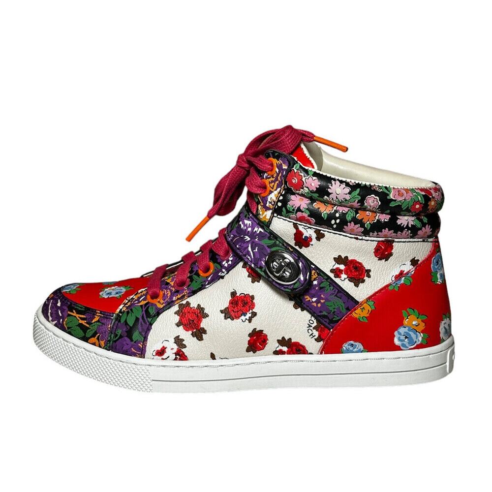 Coach NIB Womens Pembroke Tea Rose Floral High Top Sneakers Size 6.5